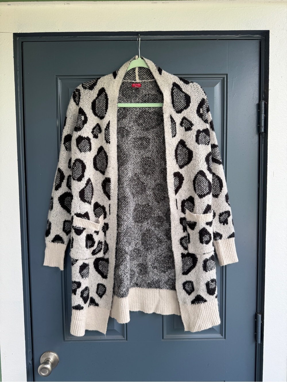 Cozy Black & Cream Leopard Open-Front Cardigan Sweater